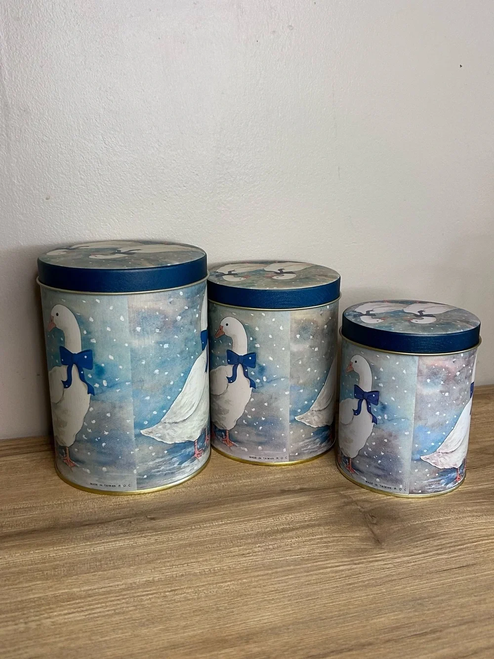 Vintage Blue & White Duck Canister Set